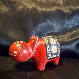 Hand-carved dyed and painted soapstone hippopotamus figurine from Kenya